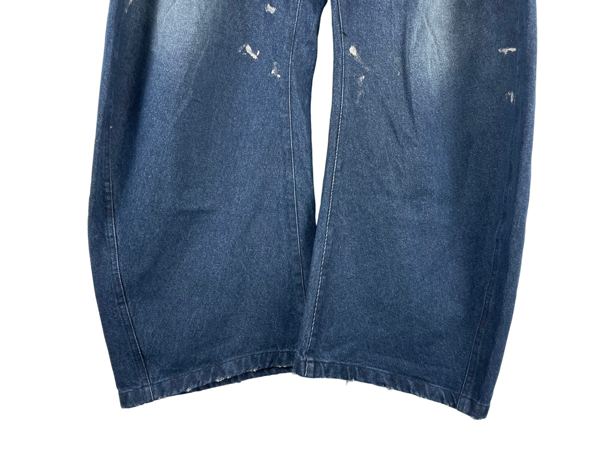 CONZ Washed Paint-Splatter Curved Jeans