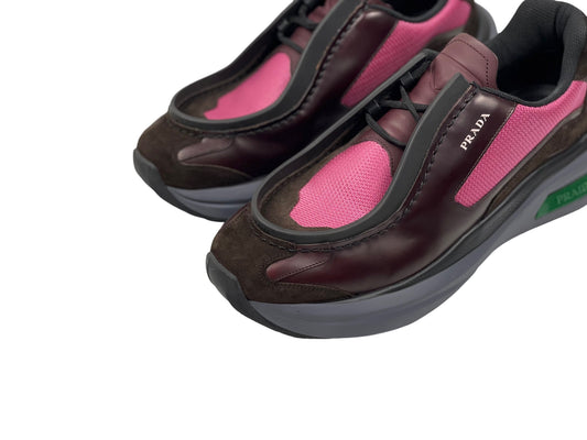 Prada Systeme Brushed Leather Sneakers Pink