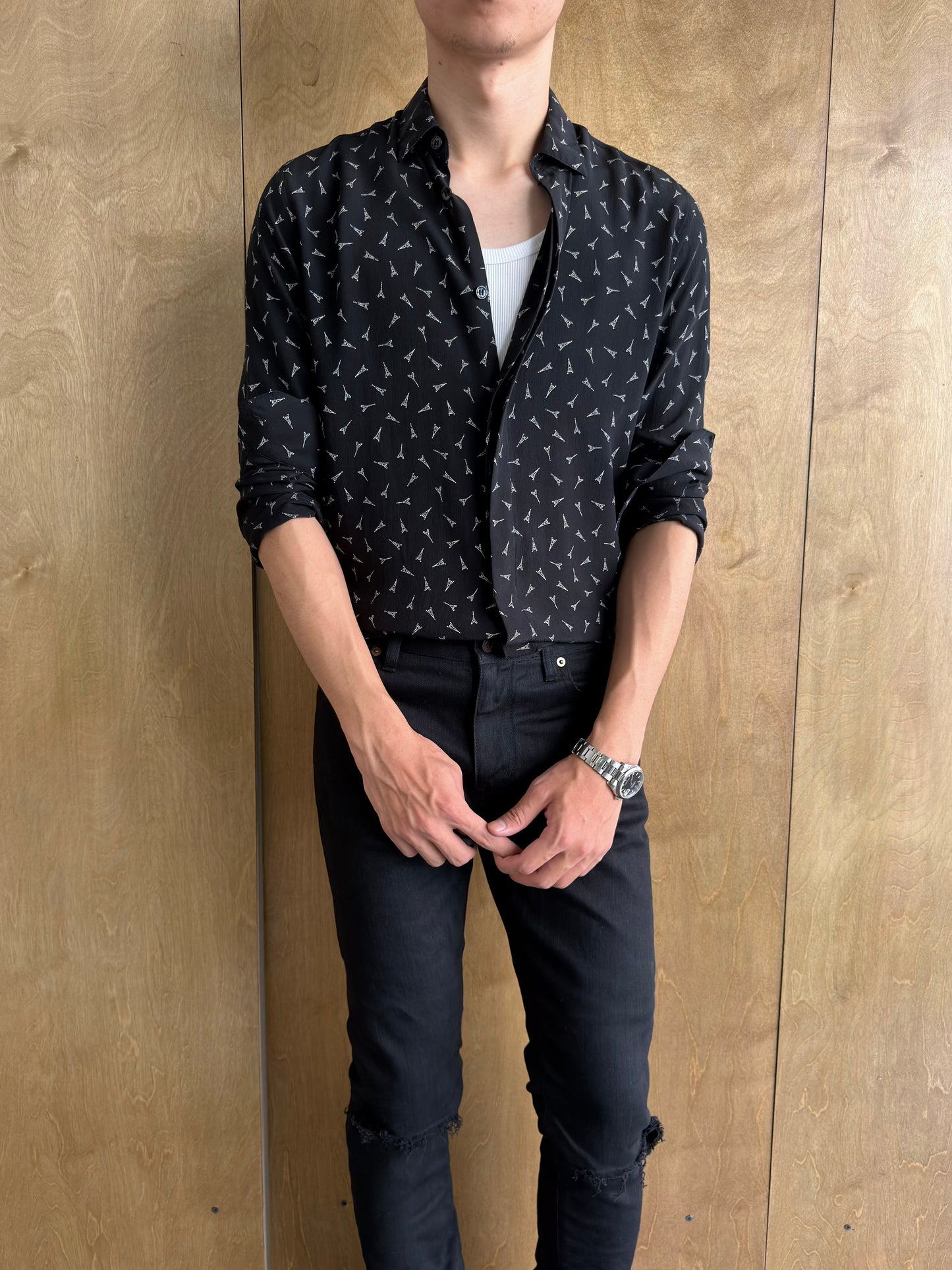 Saint Laurent Eiffel Tower Silk Shirt AW19