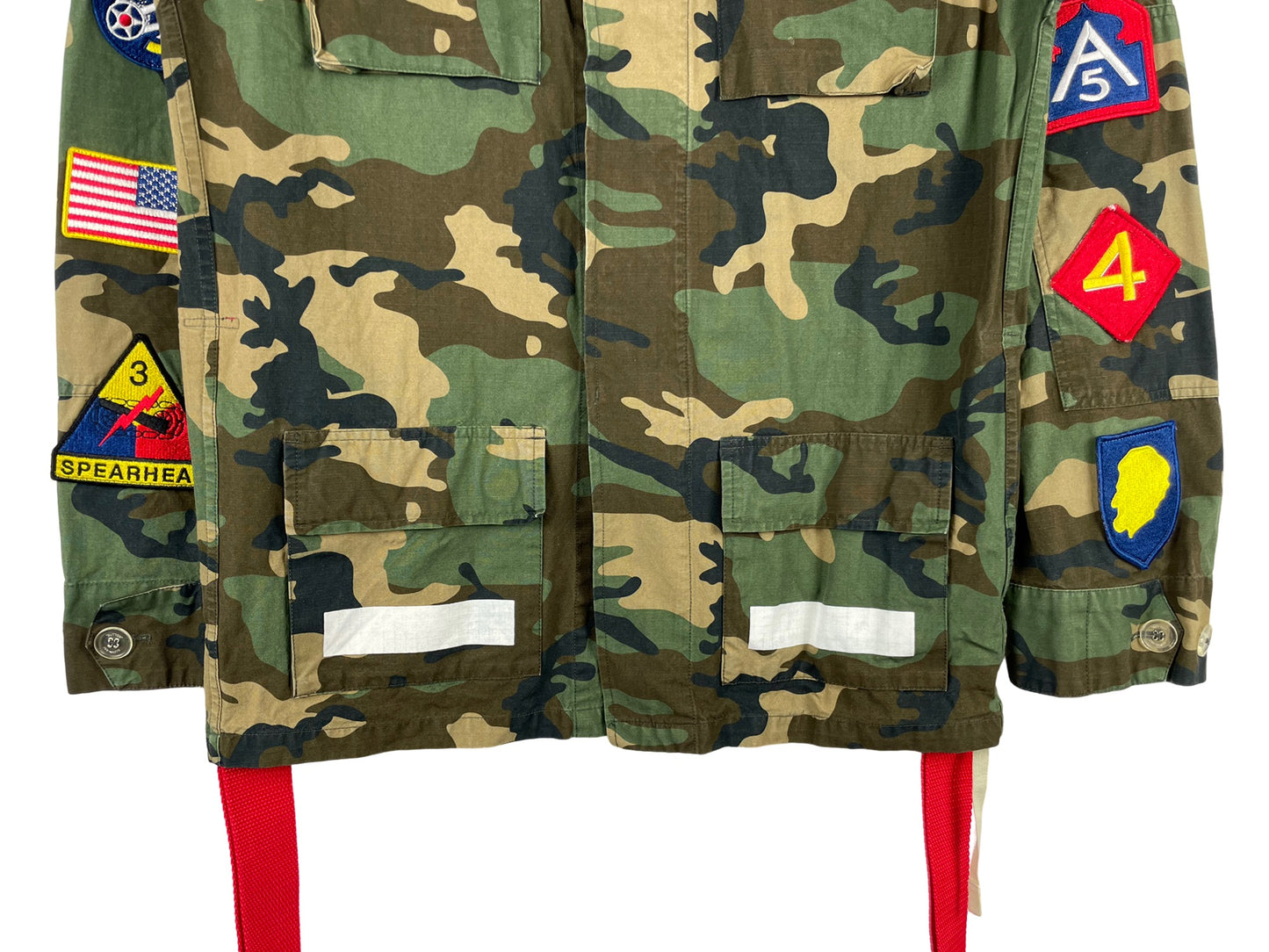 Off-White Green Camouflage Print Patch Detail Utility Jacket