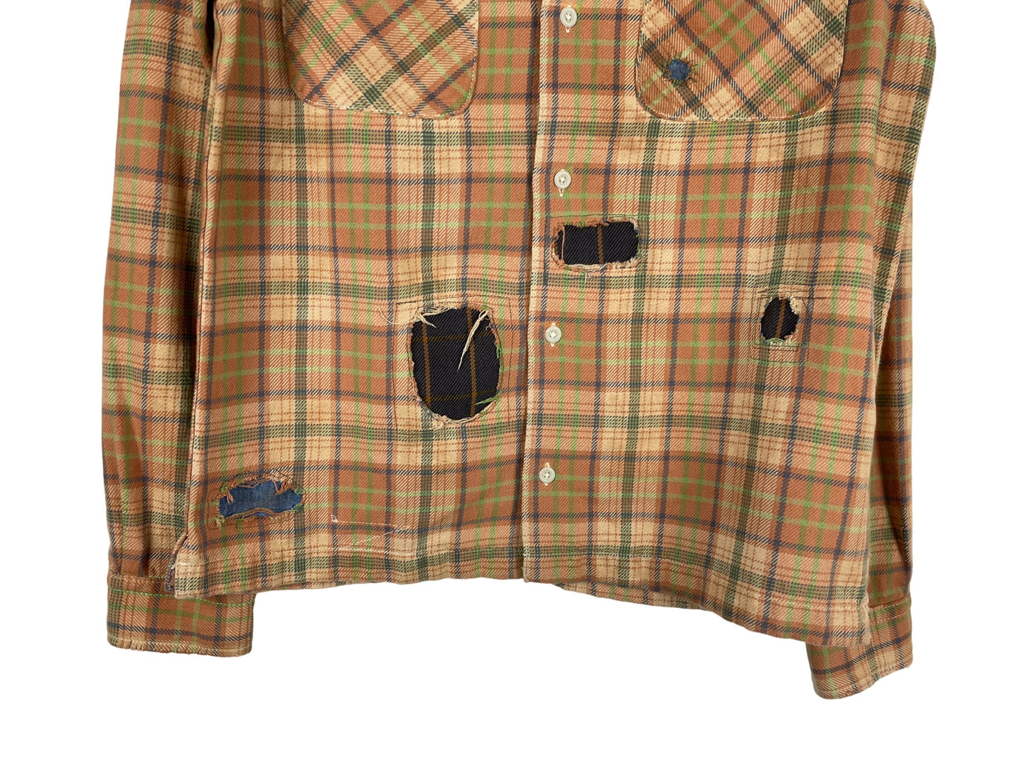RRL Repaired Plaid Twill Camp Shirt