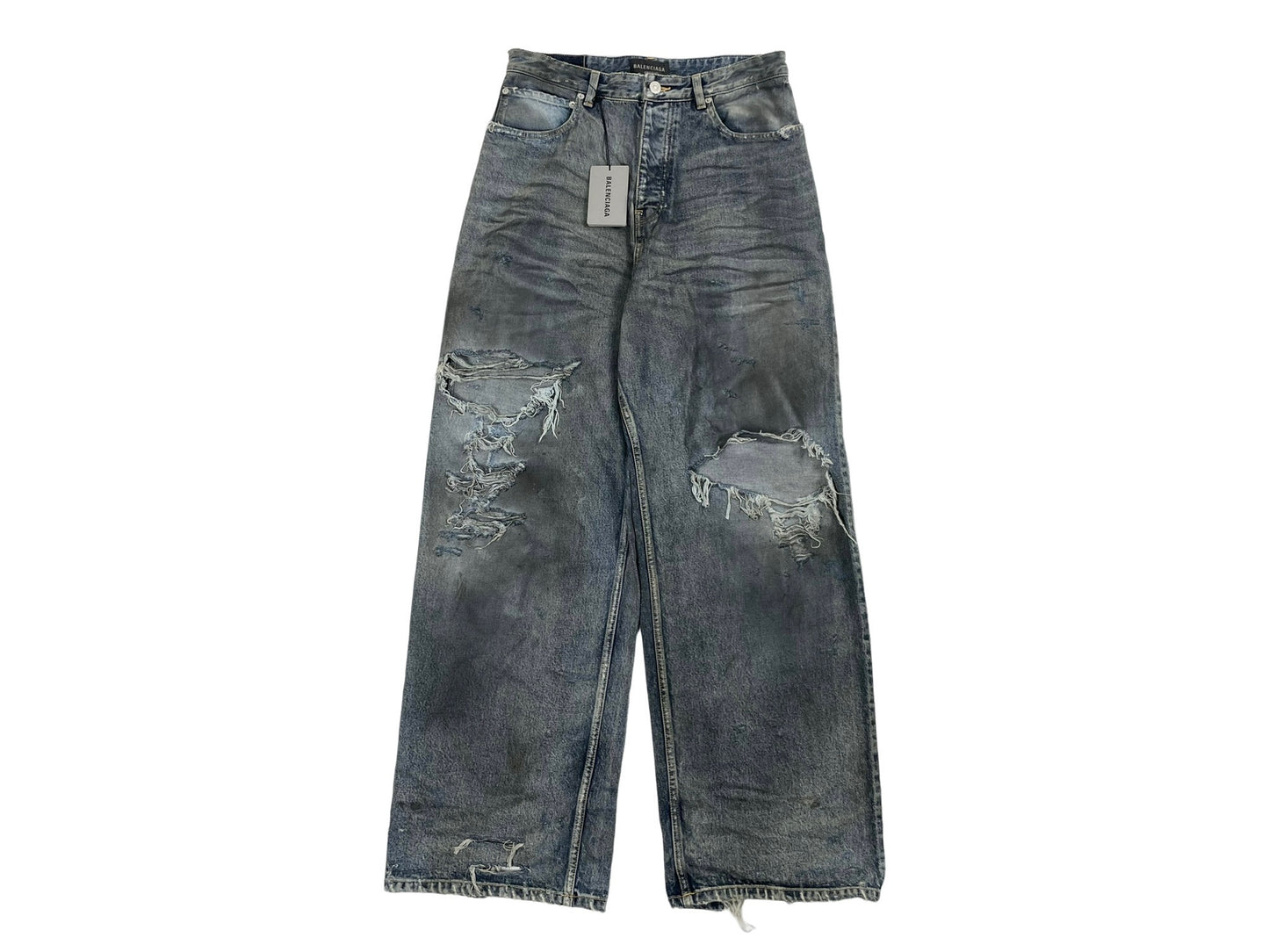 Balenciaga Mud Oil Spilled Destroyed Baggy Jeans SS23
