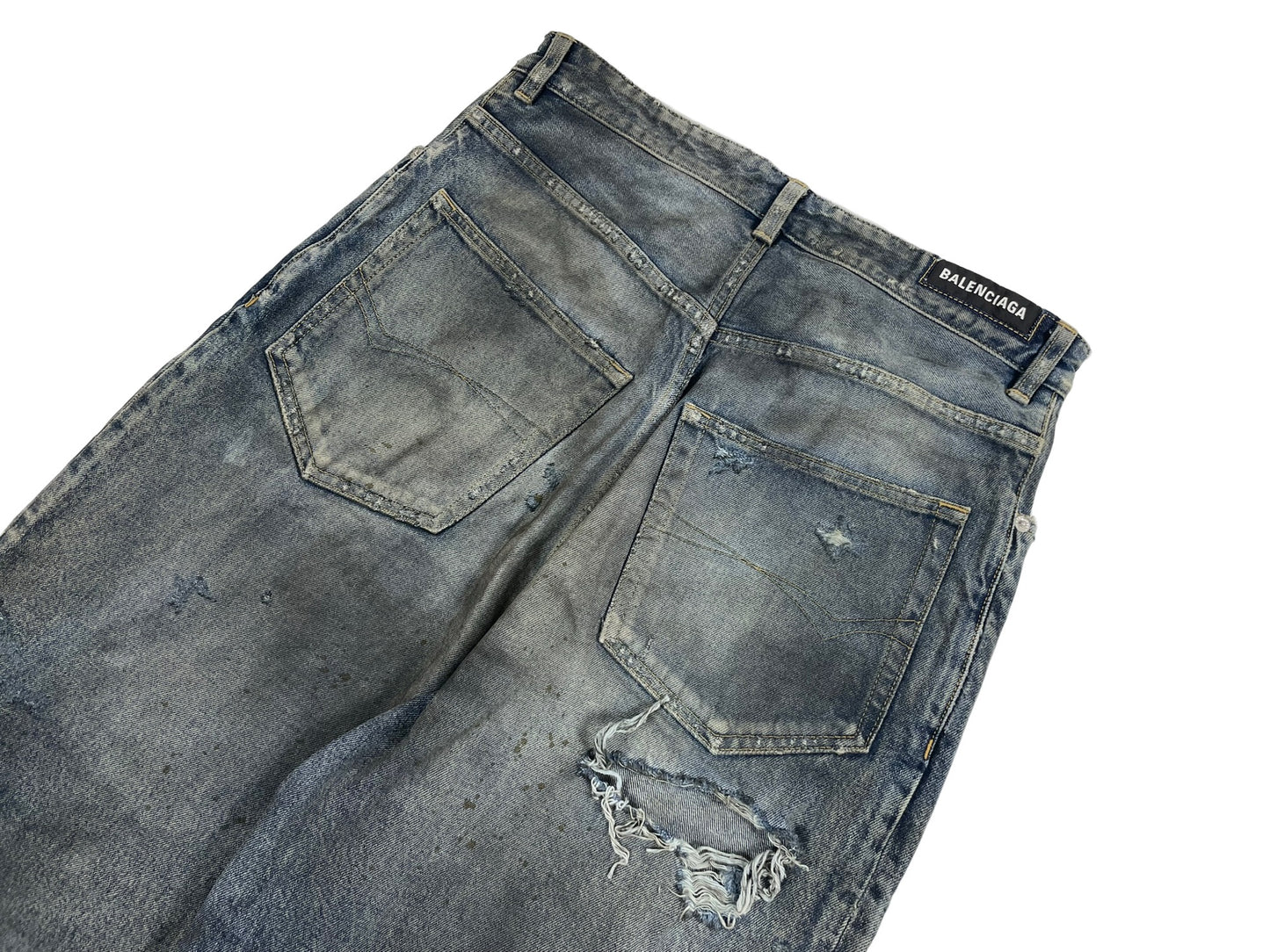 Balenciaga Mud Oil Spilled Destroyed Baggy Jeans SS23