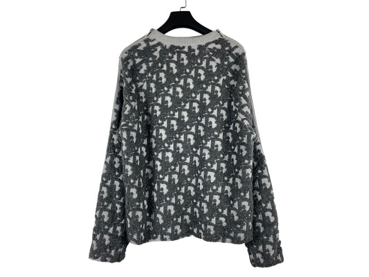 Dior Zip Details Oblique Sweater Gray