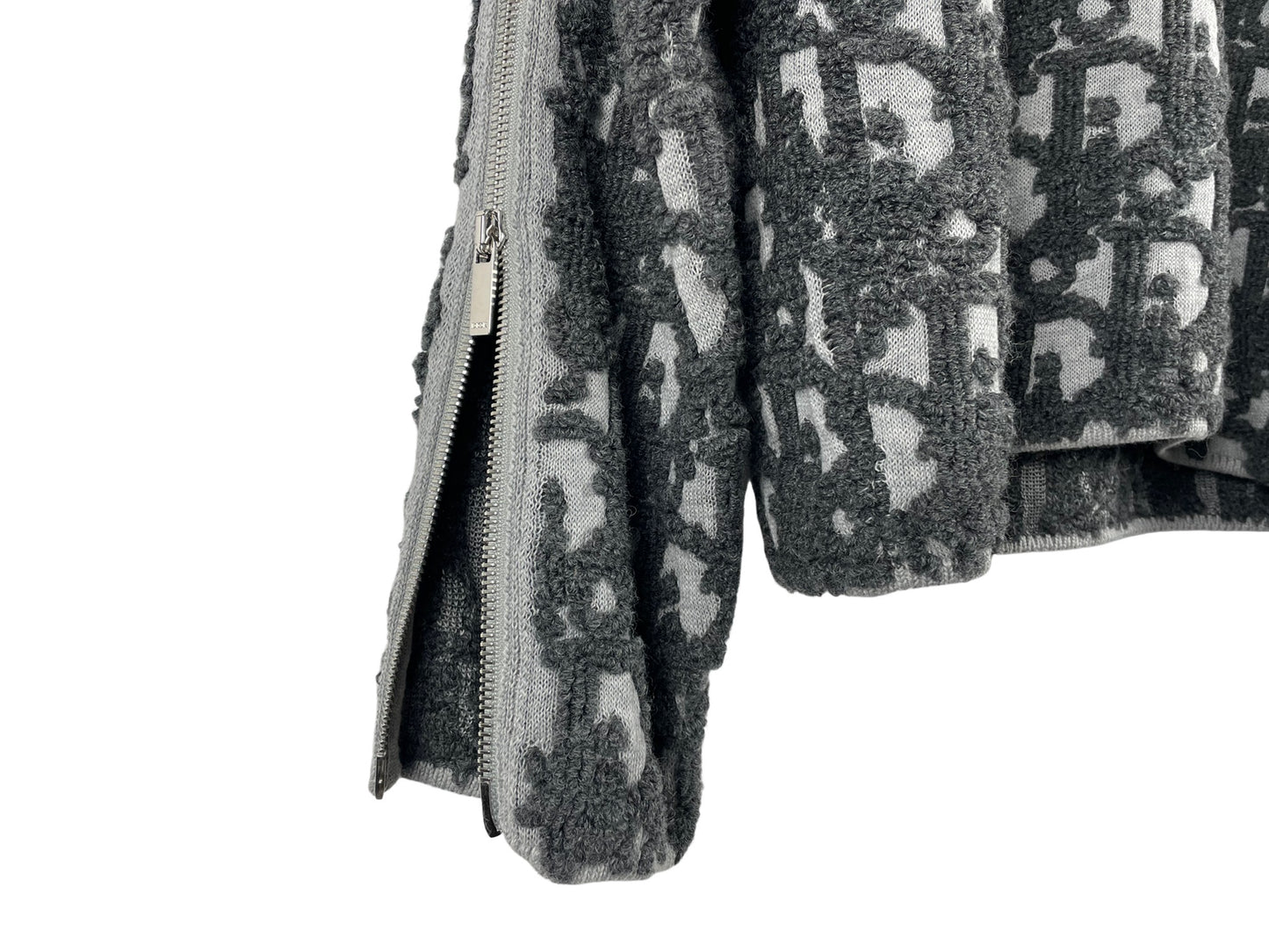 Dior Zip Details Oblique Sweater Gray