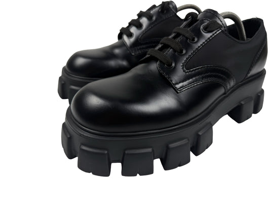 Prada Monolith Brushed Leather Derby Shoes