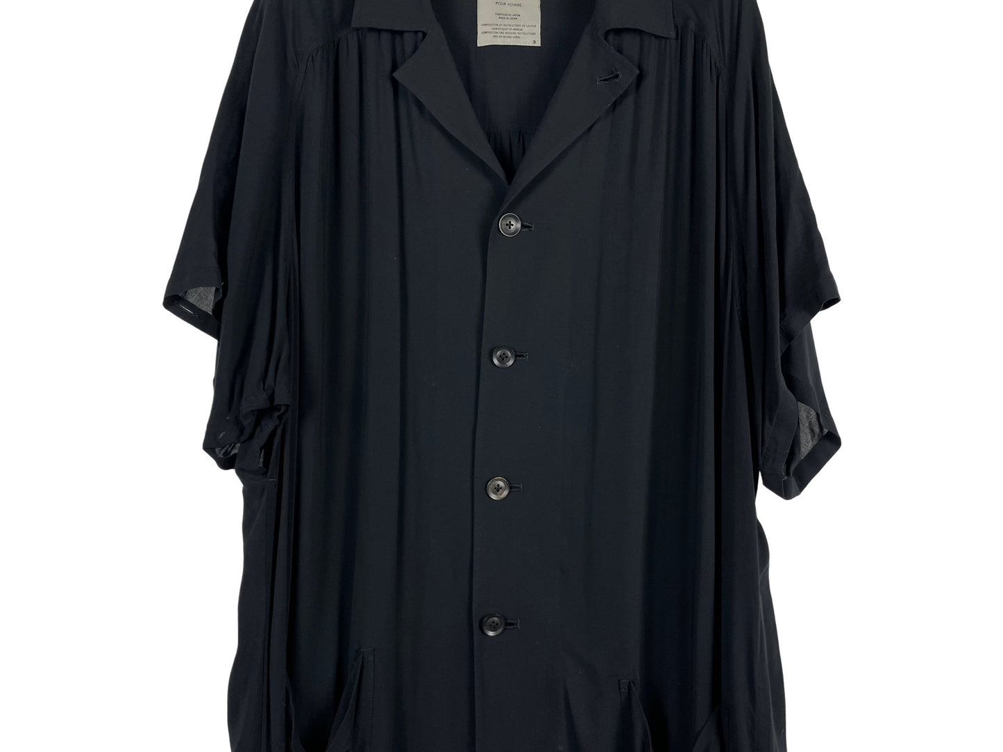 Yohji Yamamoto Pour Homme Short Sleeve Pleats Long Shirt