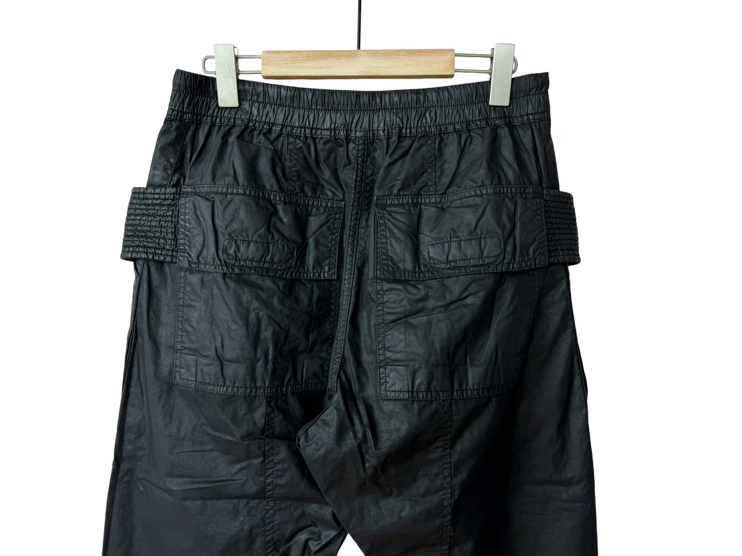 Rick Owens DRKSHDW Black Waxed Creatch Cargo Drawstring Pant SS15