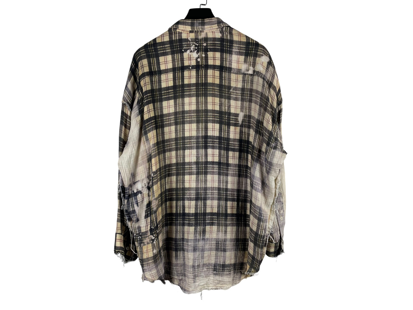 R13 Shredded Seam Bleached Plaid Oversized Flannel Shirt SS24