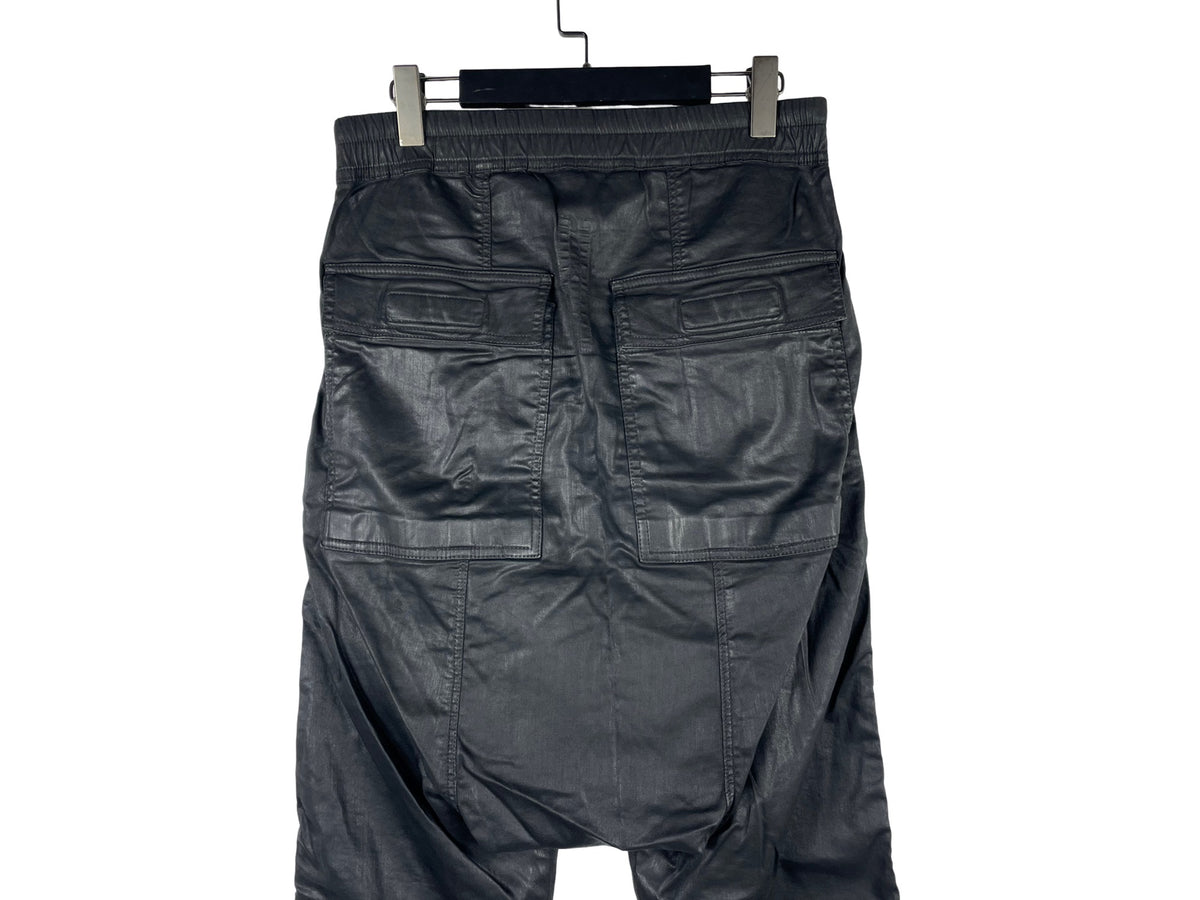 Rick Owens DRKSHDW Black Wax Berlin Drawstring Pants SS19