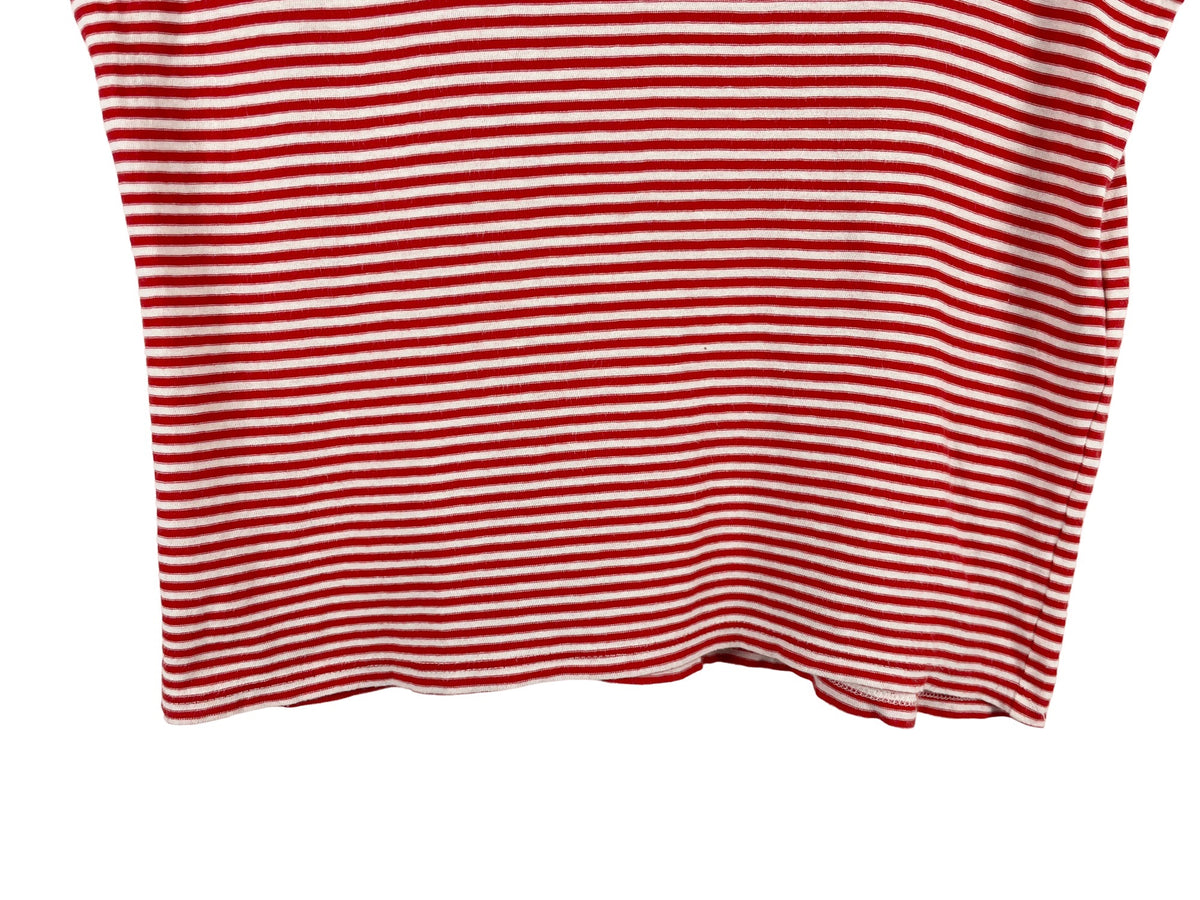 Saint Laurent Small Logo Red and White Striped T-Shirt