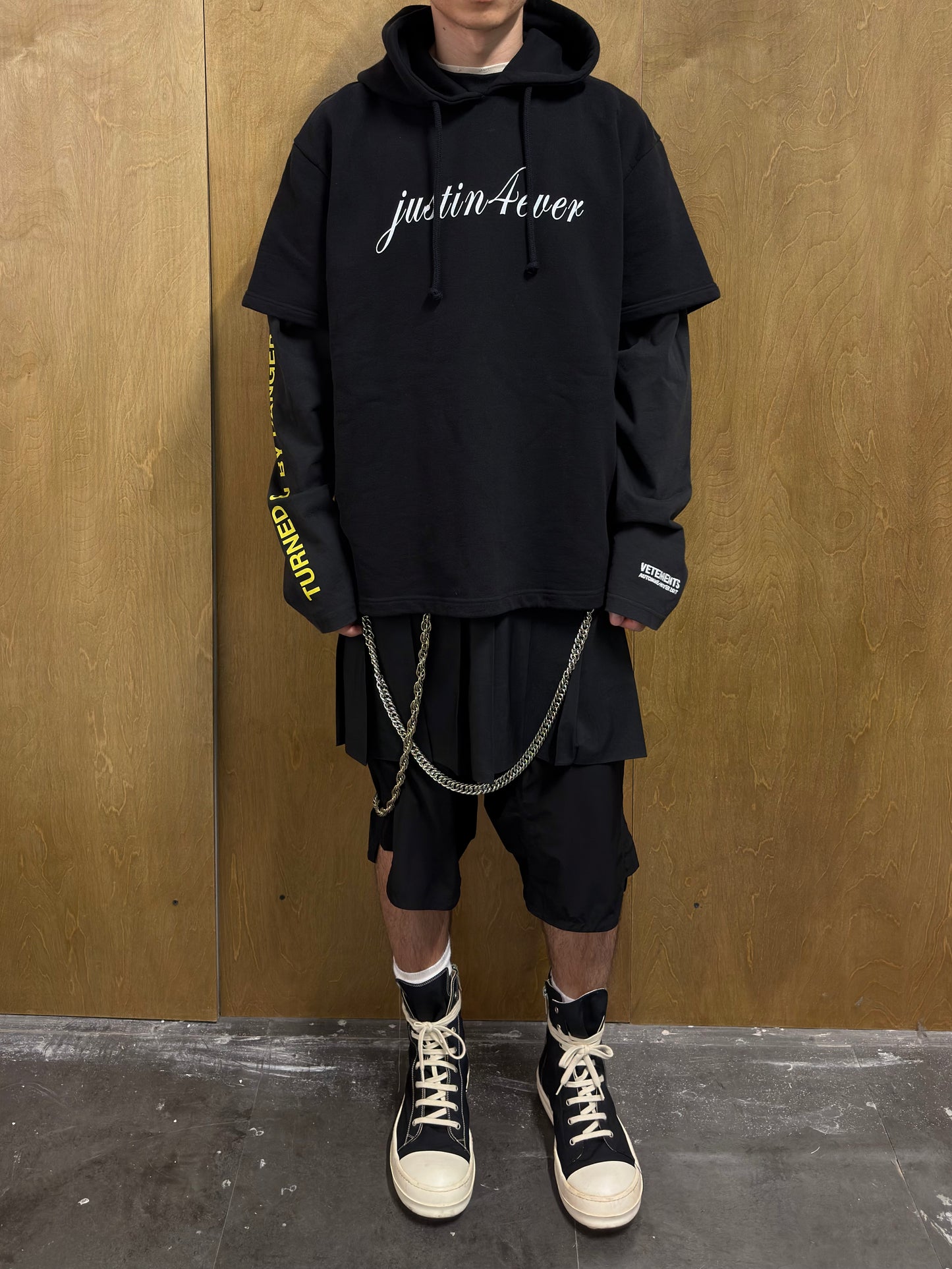 Vetements Justin4Ever 11-inch Gun Club Layered Chain Hoodie AW16