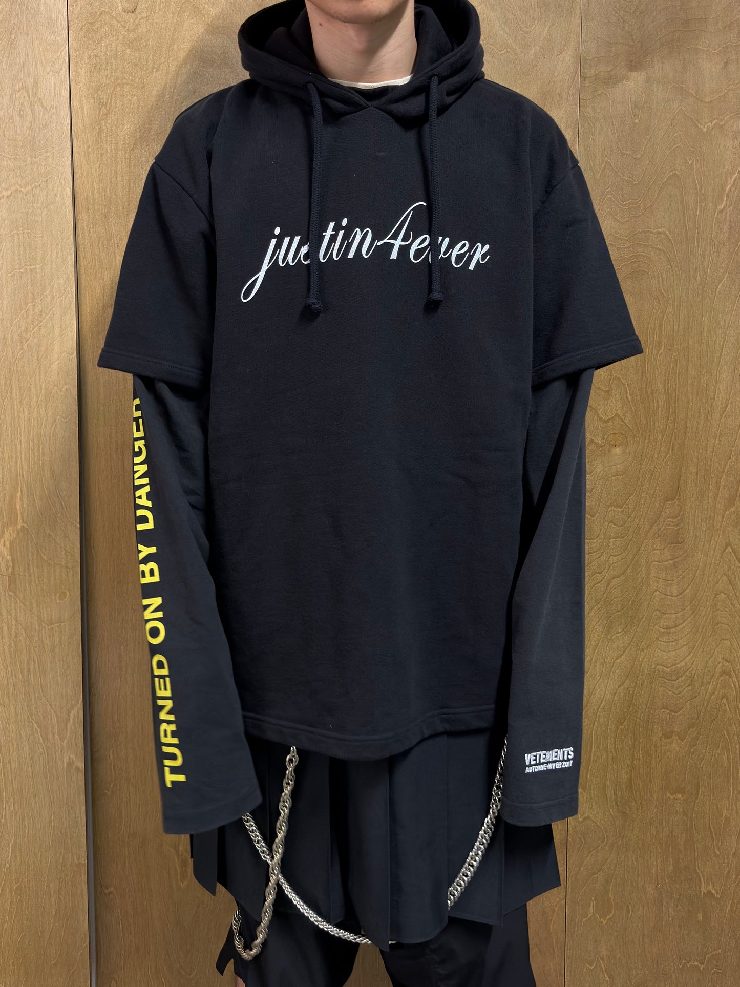 Vetements Justin4Ever 11-inch Gun Club Layered Chain Hoodie AW16