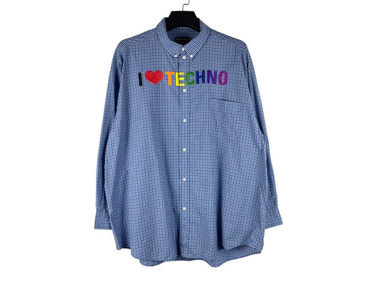 Balenciaga I Love Techno Embroidered Plaid Shirt by Demna SS19