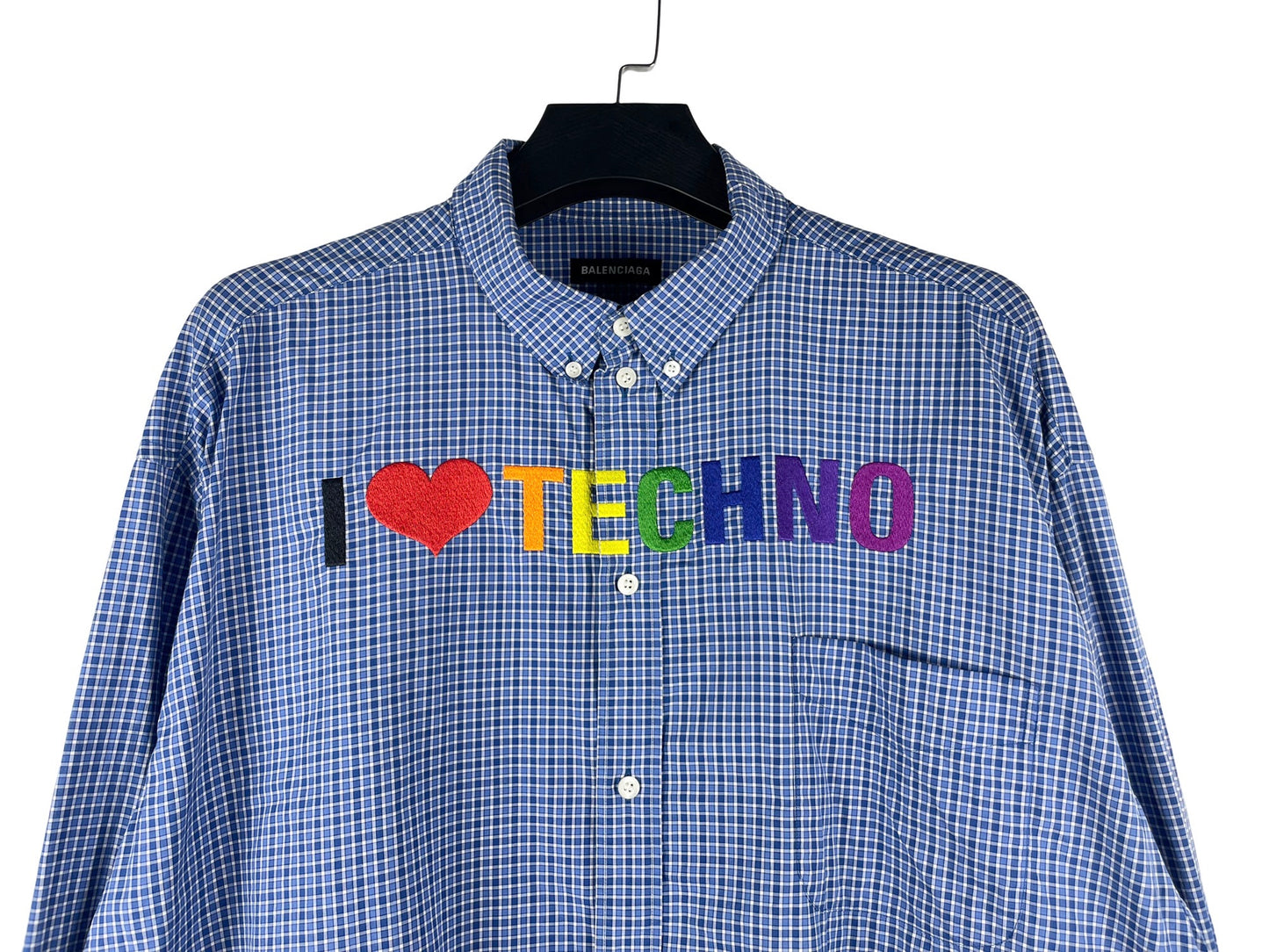 Balenciaga I Love Techno Embroidered Plaid Shirt by Demna SS19