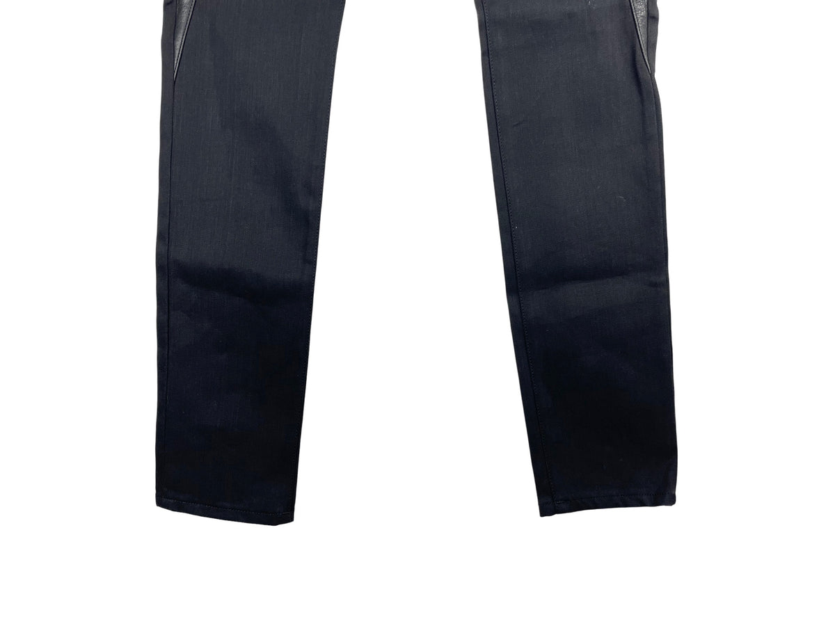 Saint Laurent FW15 D02 Leather-Panel Five-Zip Jeans