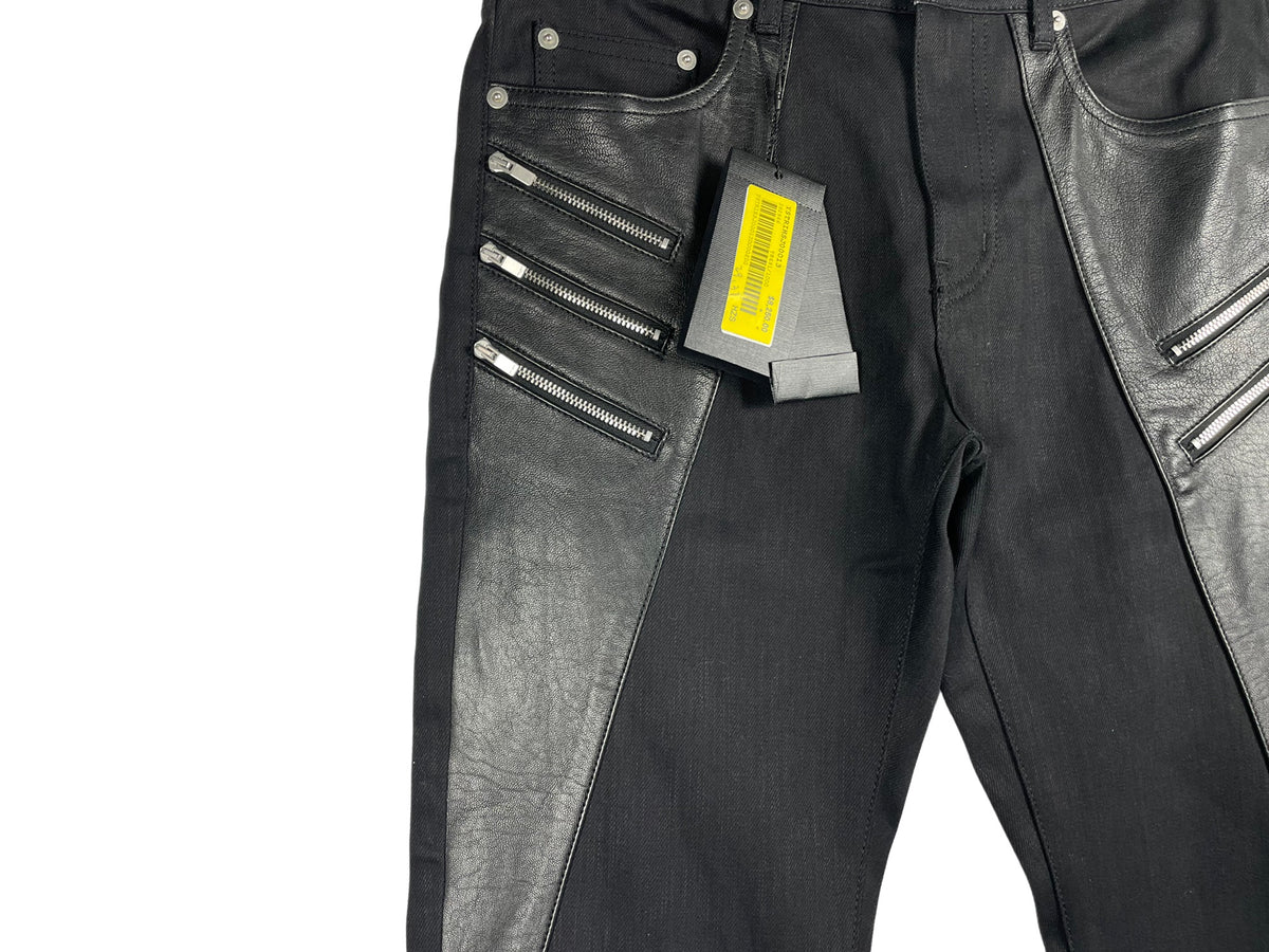 Saint Laurent FW15 D02 Leather-Panel Five-Zip Jeans