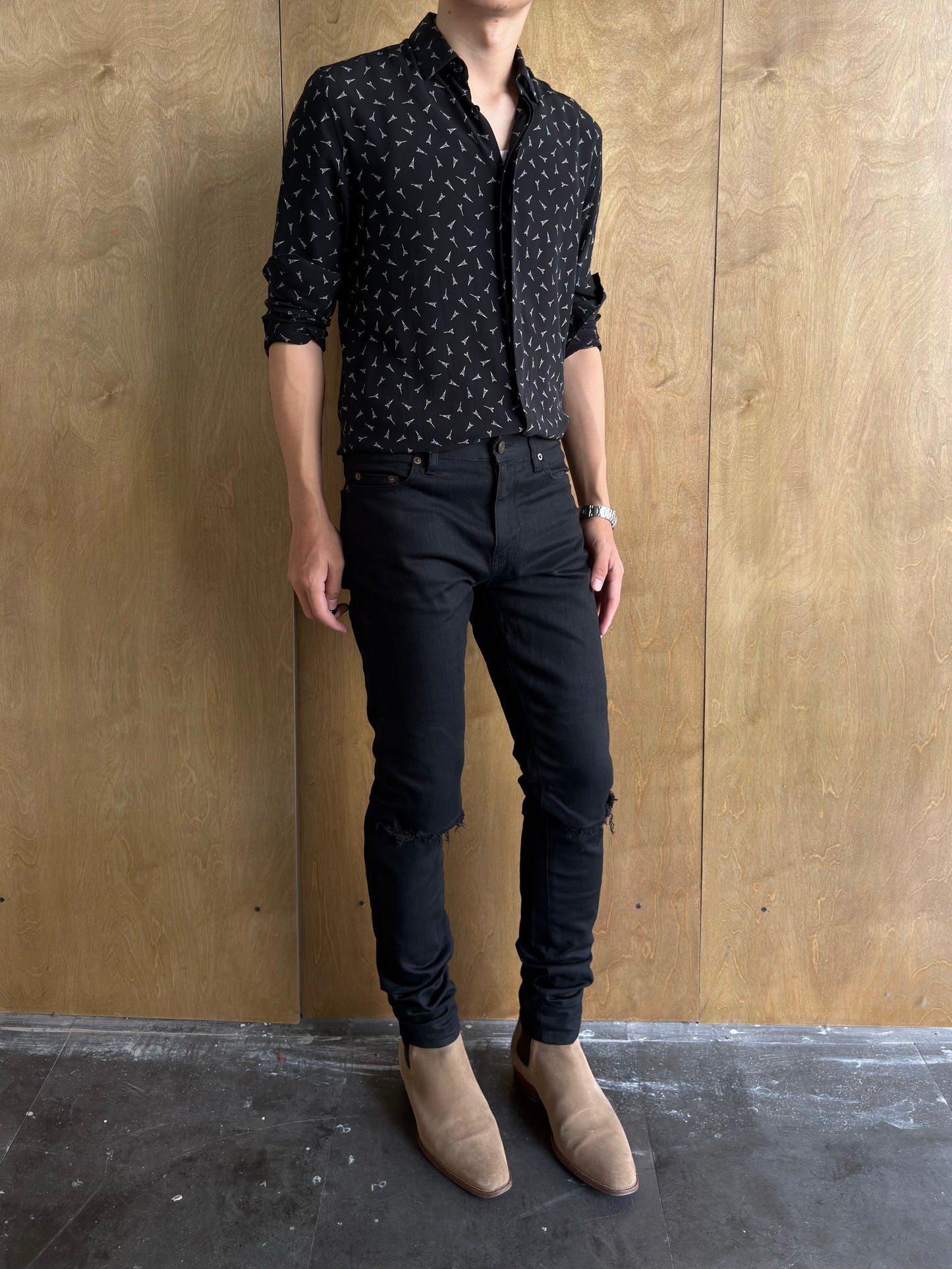 Saint Laurent D02 Knee Rip Jeans FW14