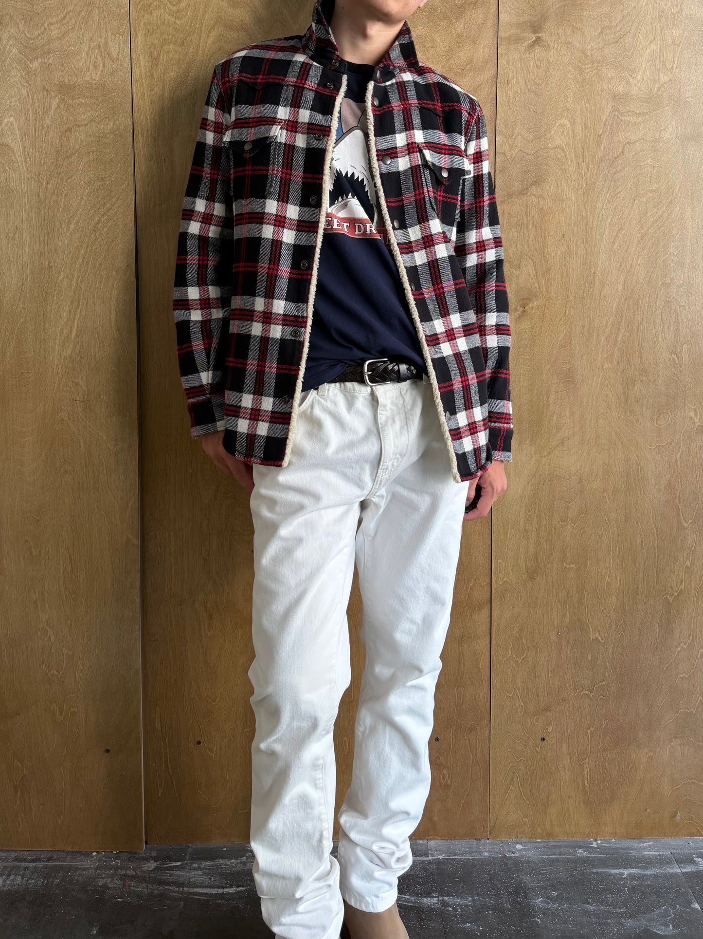 Saint Laurent Sherpa-Lined Checked Shirt AW21