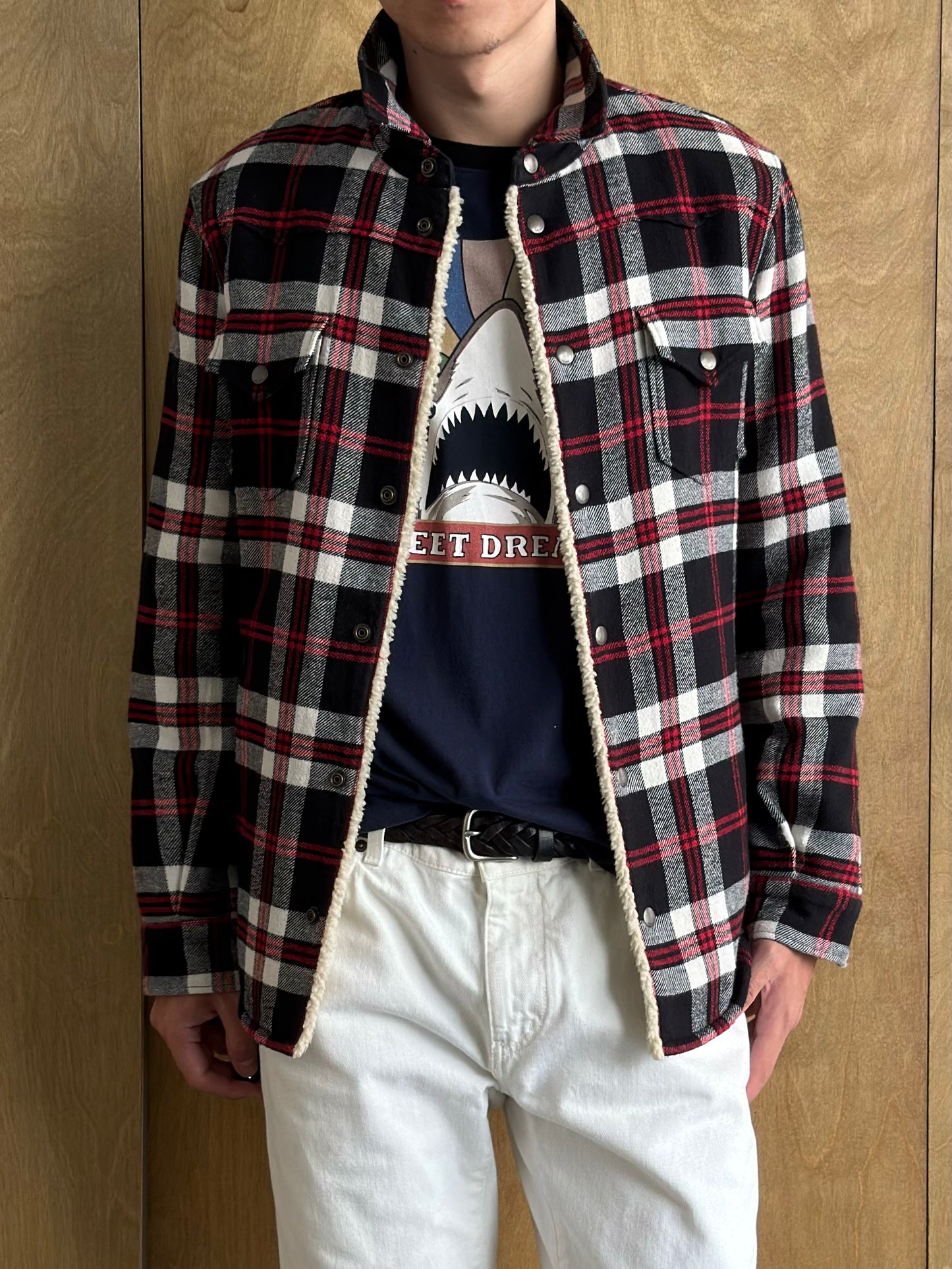 Saint Laurent Sherpa-Lined Checked Shirt AW21