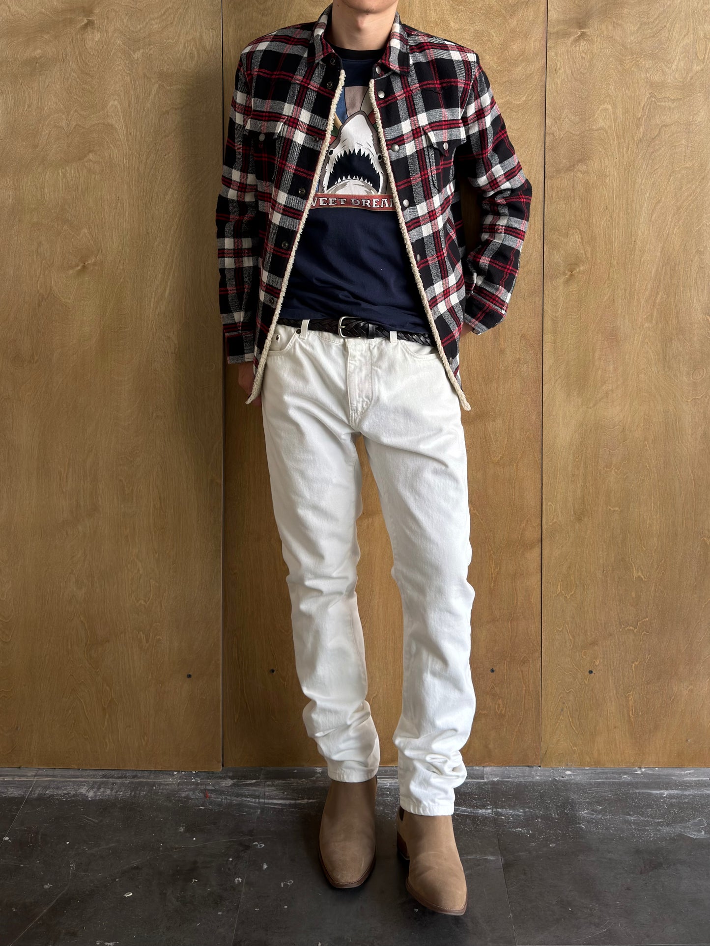 Saint Laurent Sherpa-Lined Checked Shirt AW21