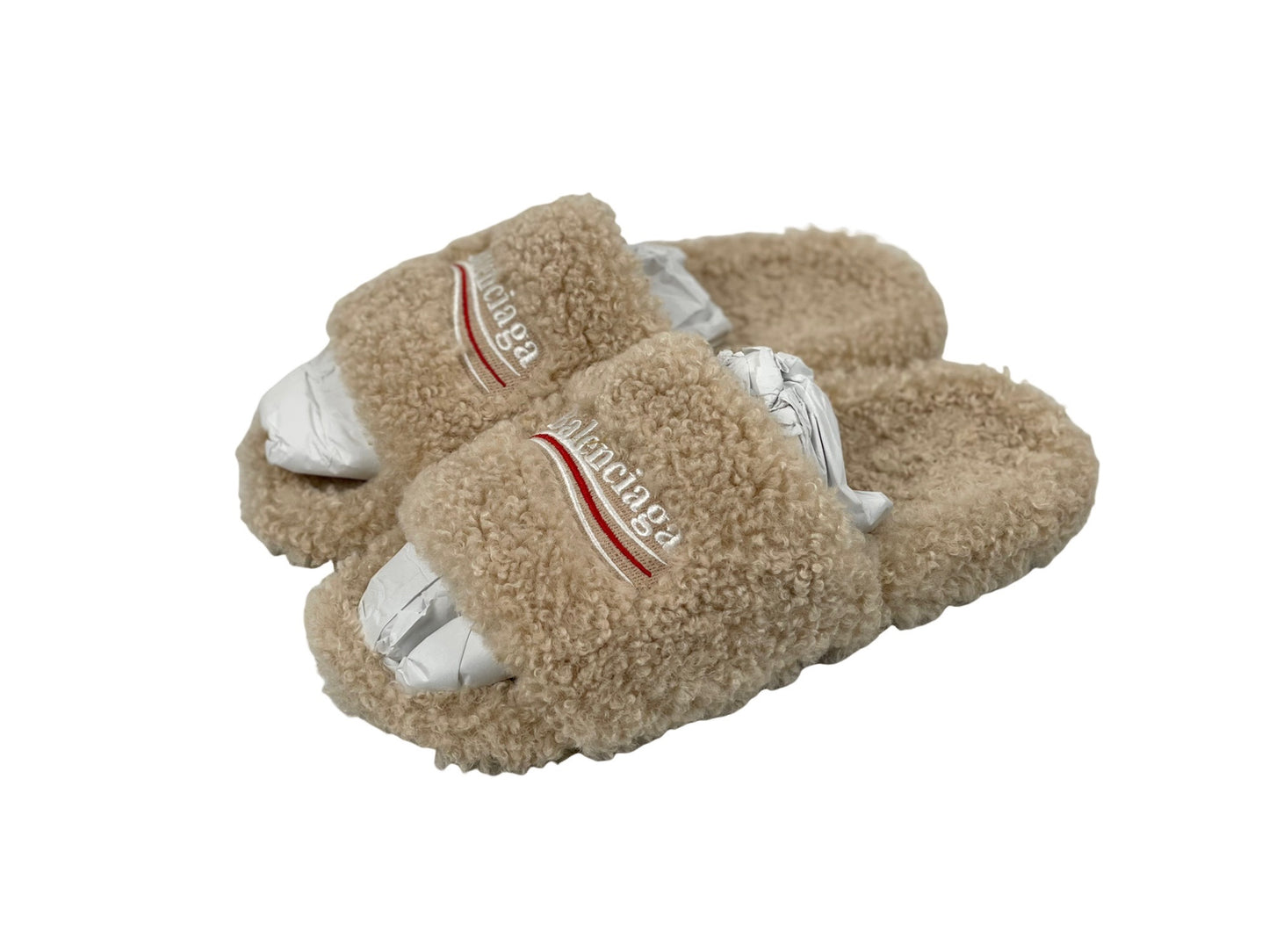 Balenciaga Wave Logo Furry Slides