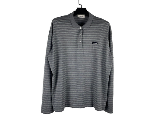 MiuMiu Striped Jersey Polo Shirt