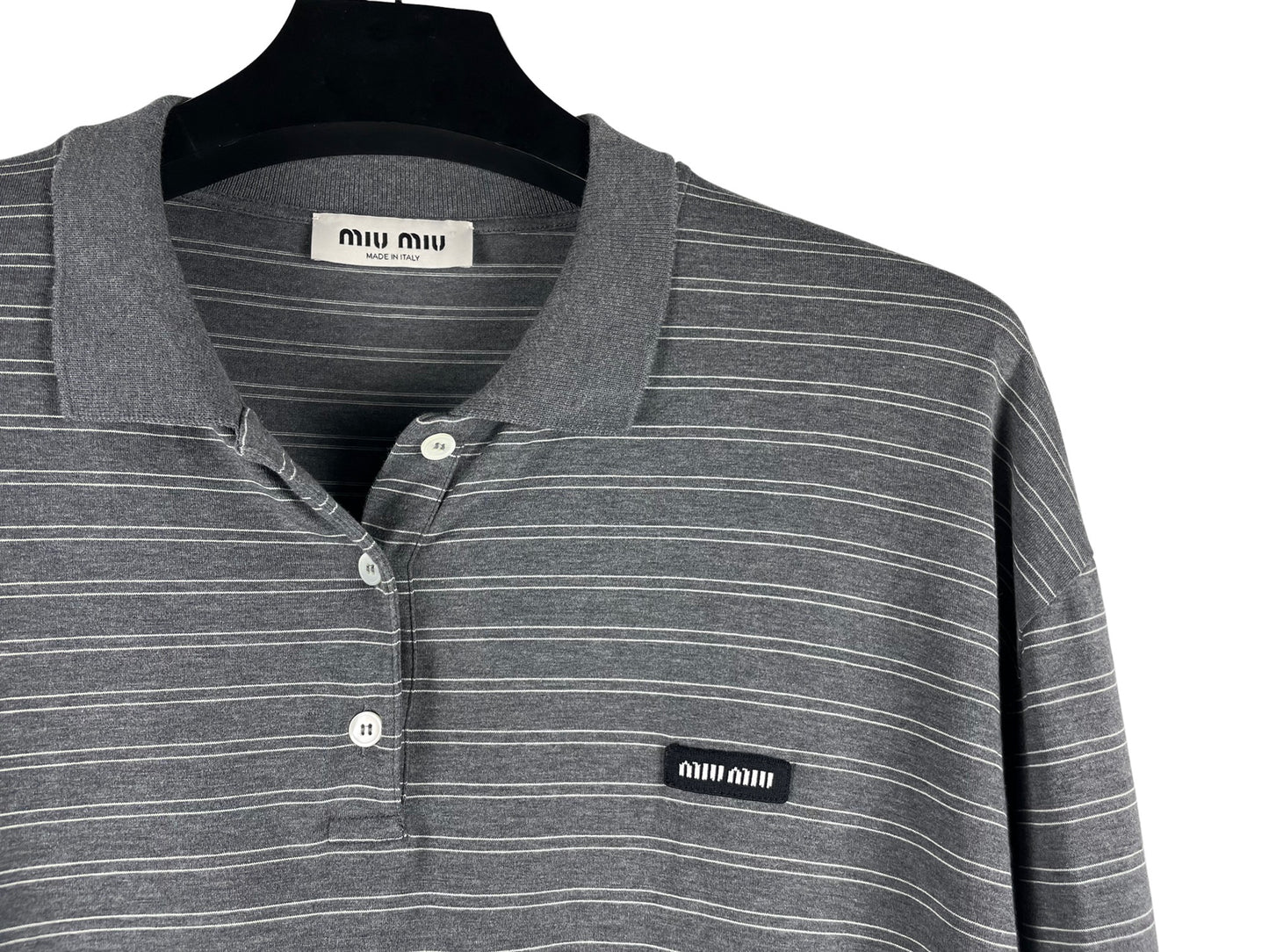 MiuMiu Striped Jersey Polo Shirt