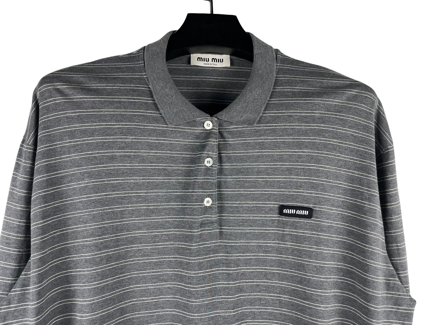 MiuMiu Striped Jersey Polo Shirt