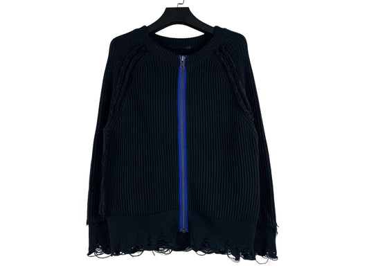 Haider Ackermann Distressed Zip Up Cardigan SS17