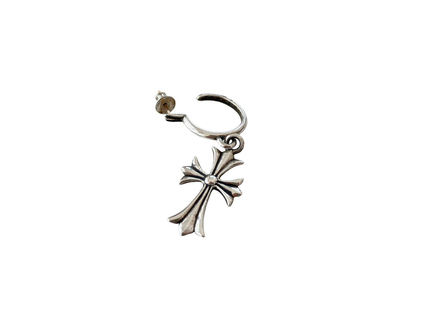 Chrome Hearts Tiny CH Cross Hoop Earring