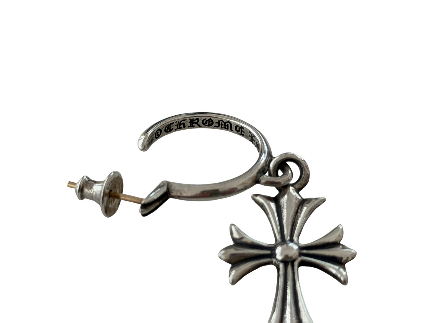 Chrome Hearts Tiny CH Cross Hoop Earring
