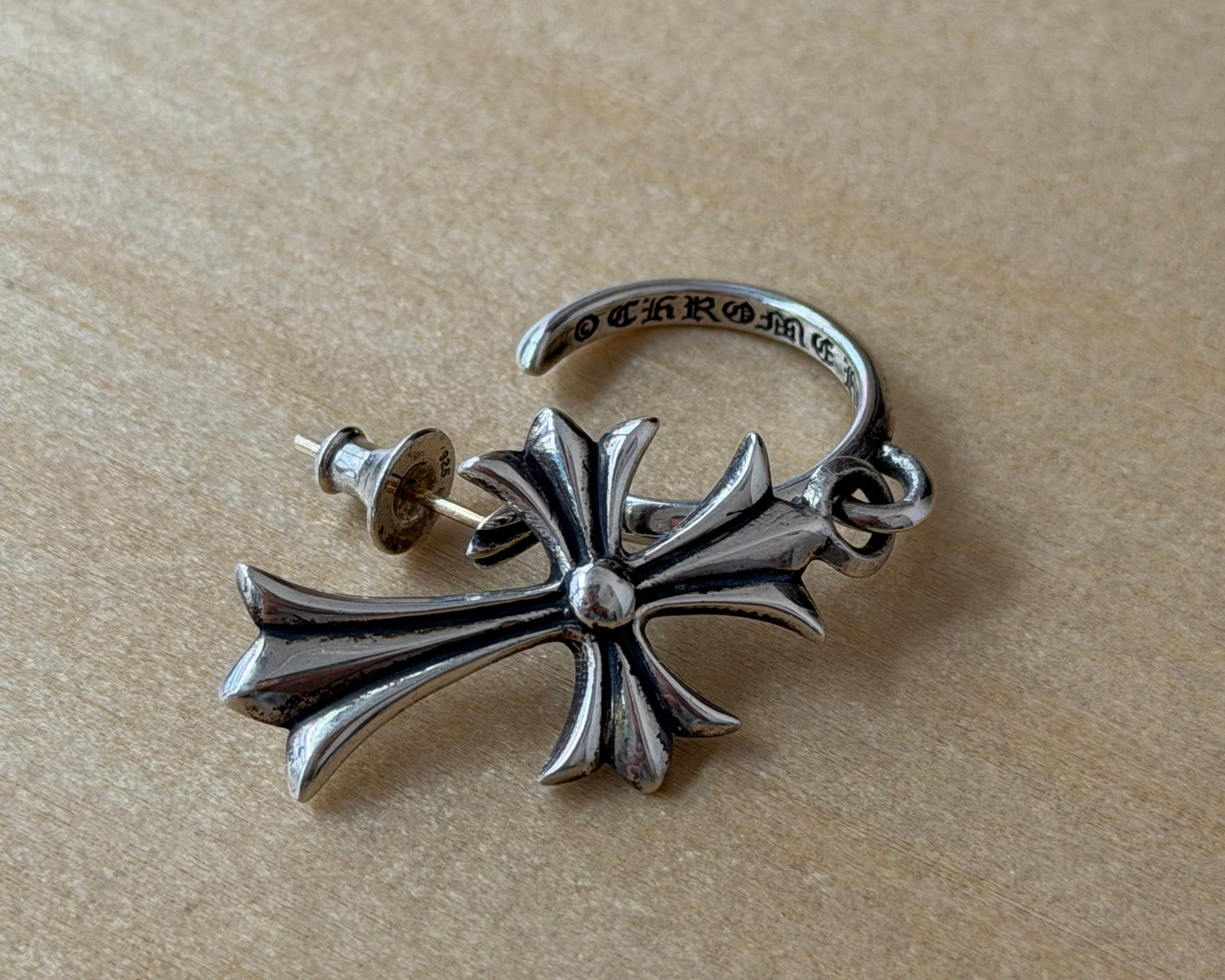 Chrome Hearts Tiny CH Cross Hoop Earring