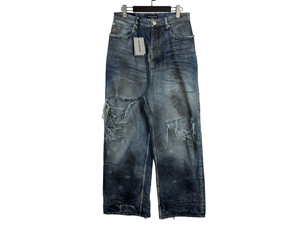 Balenciaga Mud Oil Spilled Destroyed Baggy Jeans SS23