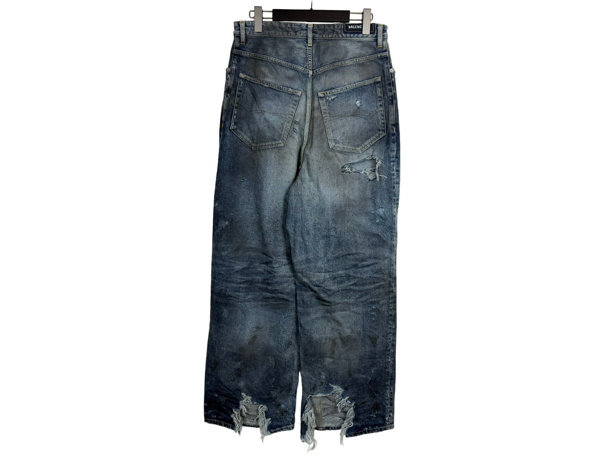 Balenciaga Mud Oil Spilled Destroyed Baggy Jeans SS23