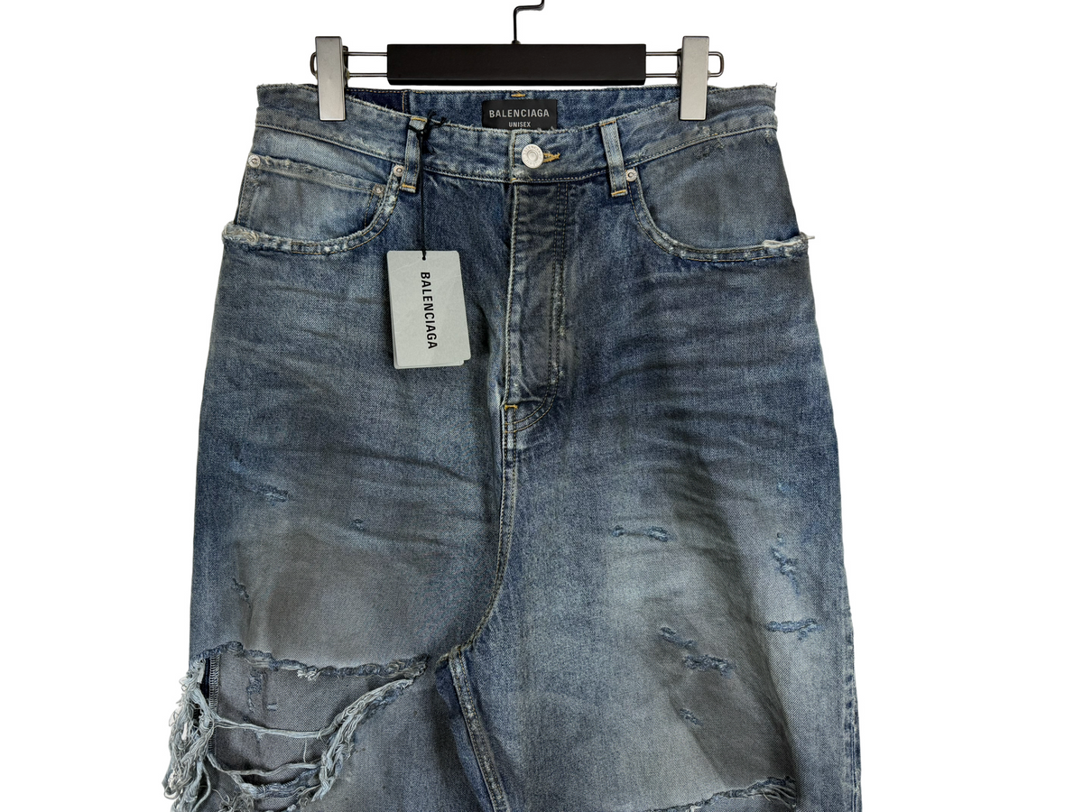 Balenciaga Mud Oil Spilled Destroyed Baggy Jeans SS23