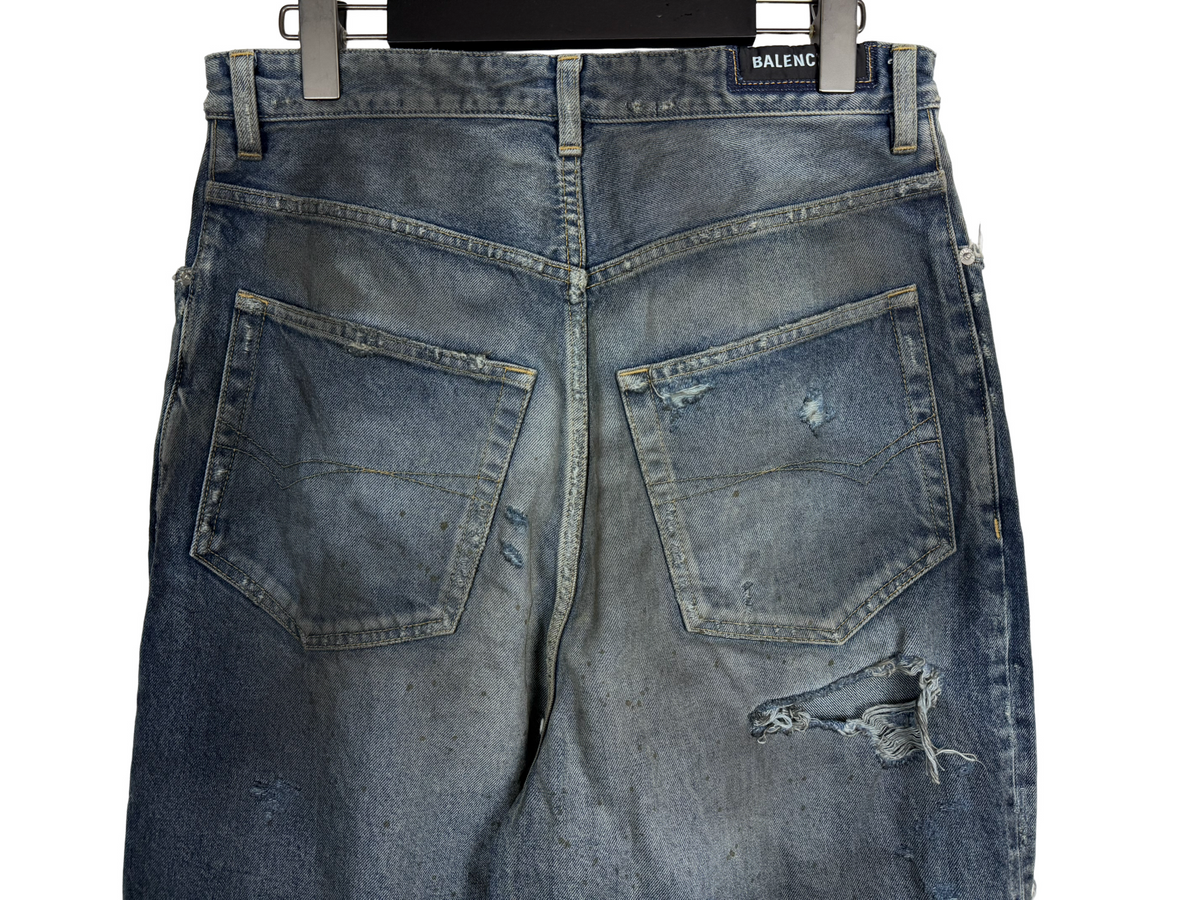 Balenciaga Mud Oil Spilled Destroyed Baggy Jeans SS23