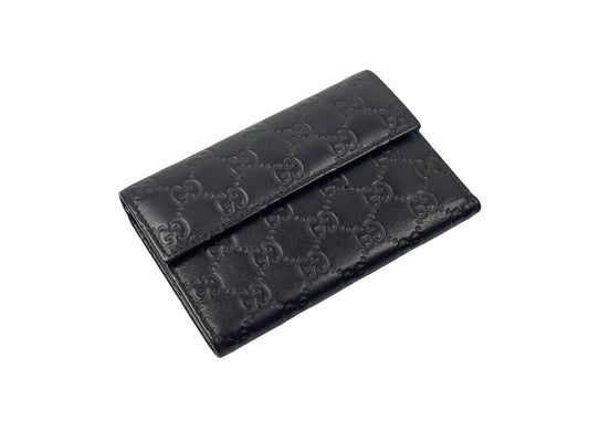 Gucci Black Guccissima Leather Continental Flap Wallet
