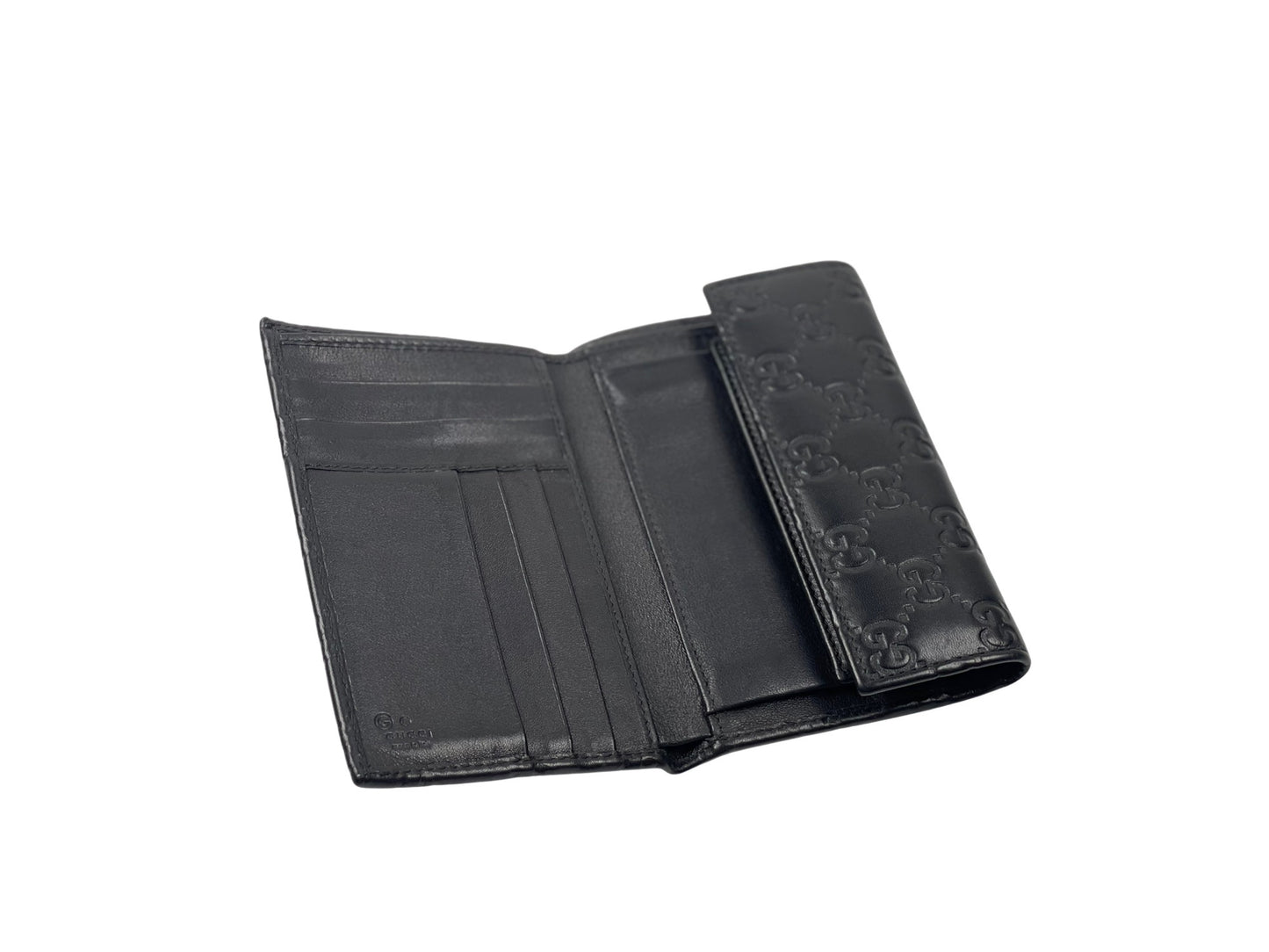 Gucci Black Guccissima Leather Continental Flap Wallet