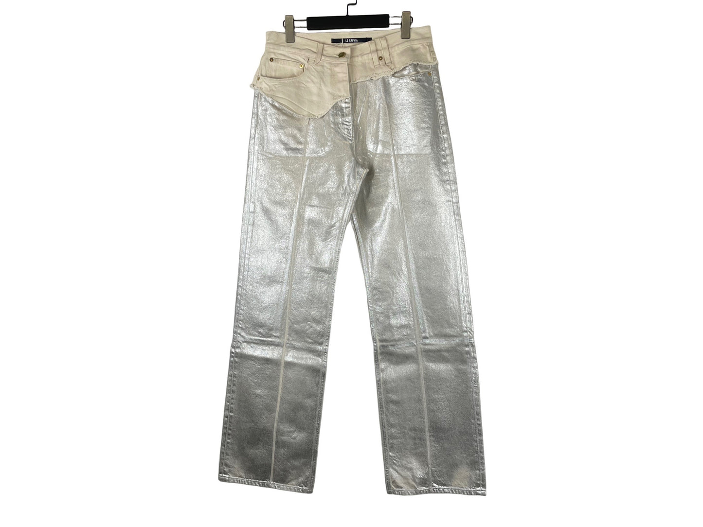 Jacquemus Le De Nîmes Bordado Silver Wide Leg Pants