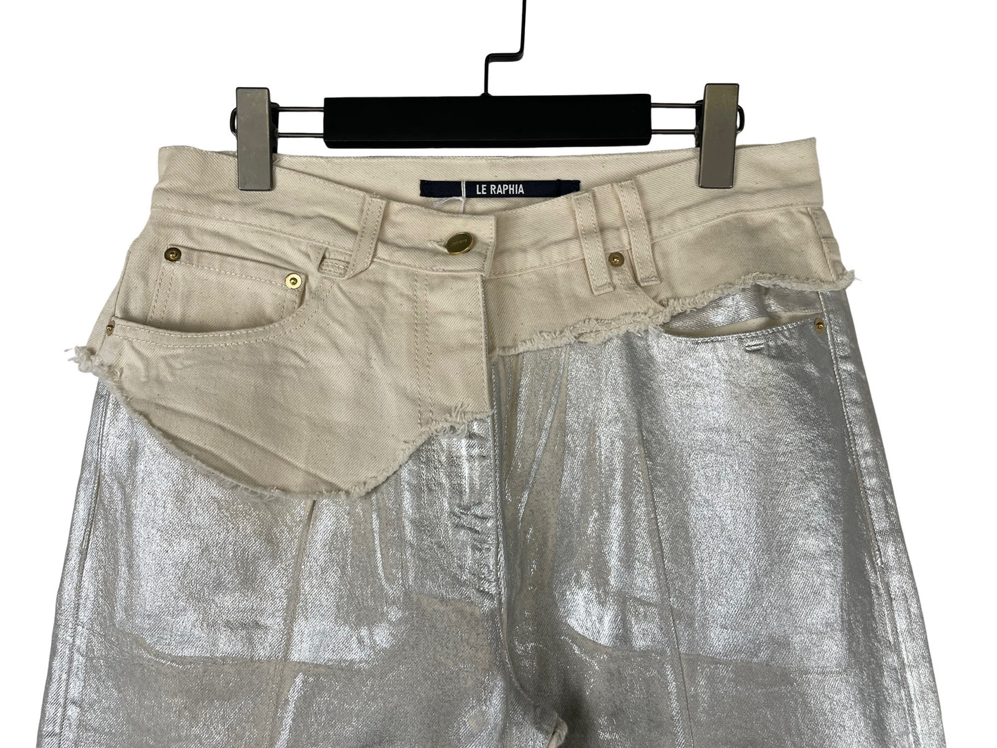 Jacquemus Le De Nîmes Bordado Silver Wide Leg Pants