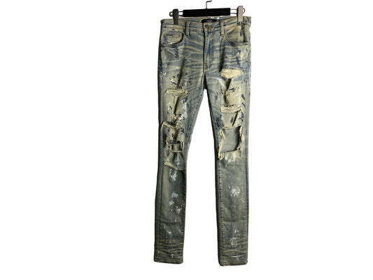 Amiri Destroyed Skinny Jeans Blue
