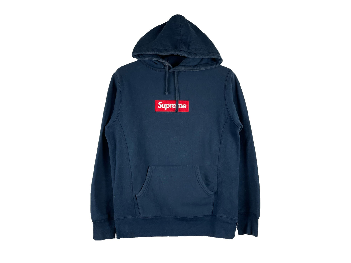 Supreme Red on Navy Box Logo Hoodie