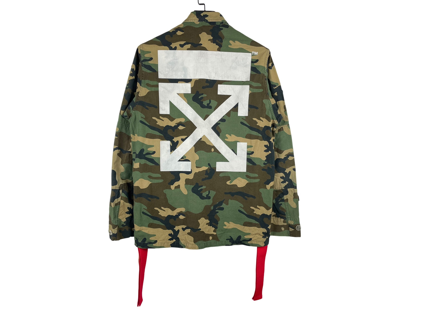 Off-White Green Camouflage Print Patch Detail Utility Jacket