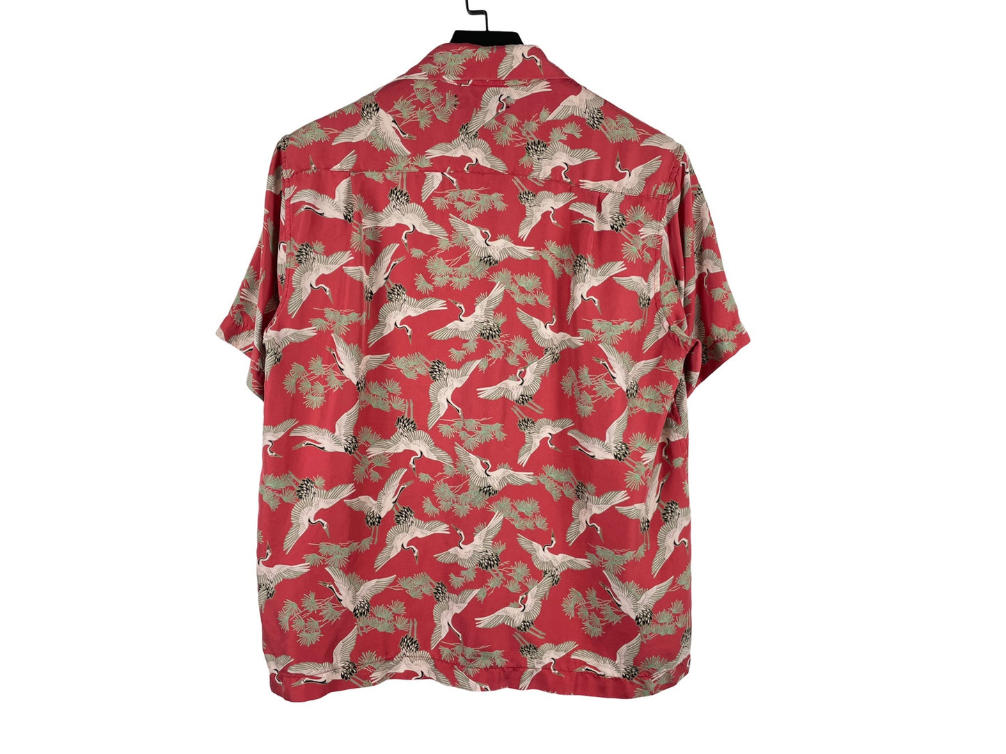 Amiri Red Silk Crane Short Sleeve Shirt