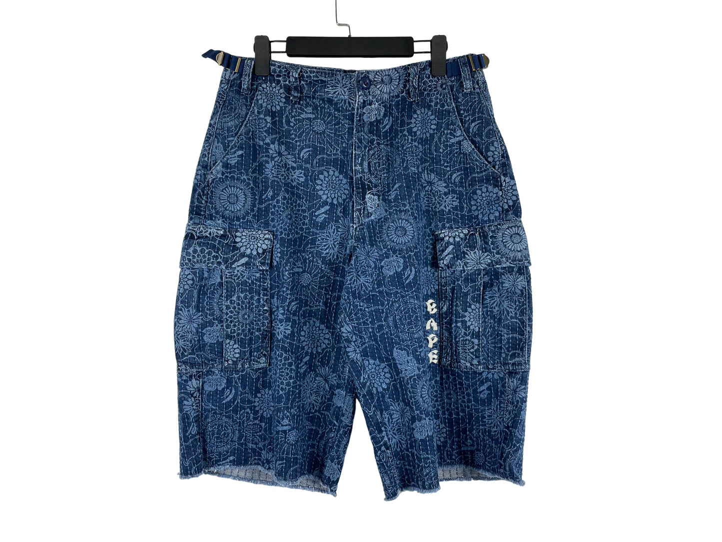 BAPE Indigo Floral Pattern Shorts