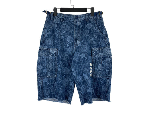 BAPE Indigo Floral Pattern Shorts