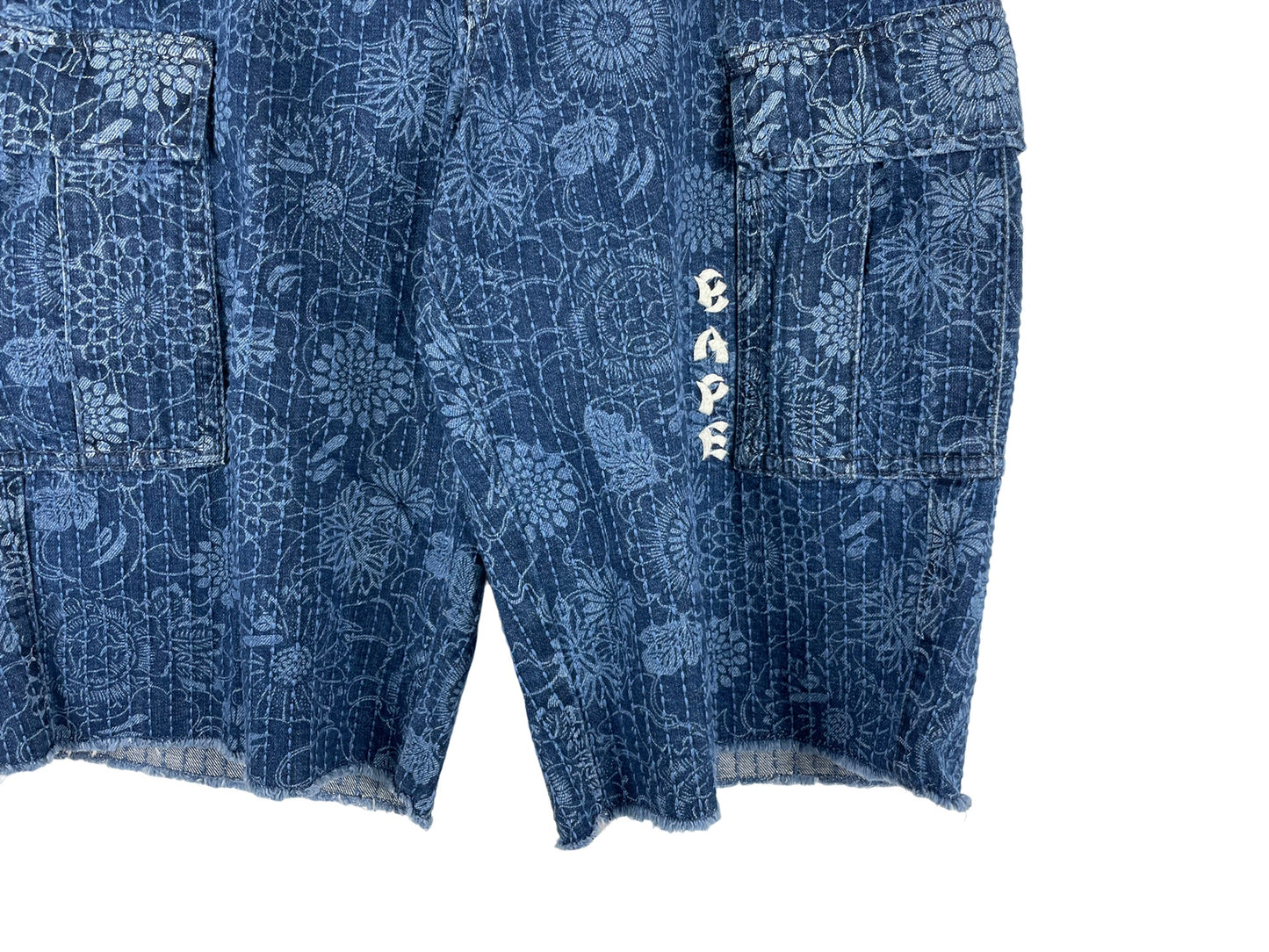 BAPE Indigo Floral Pattern Shorts