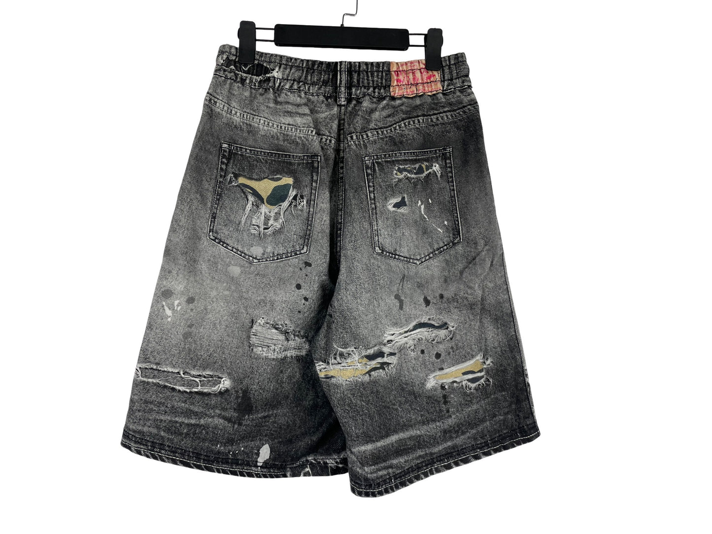 BAPE 3D Print Distressed Denim Shorts