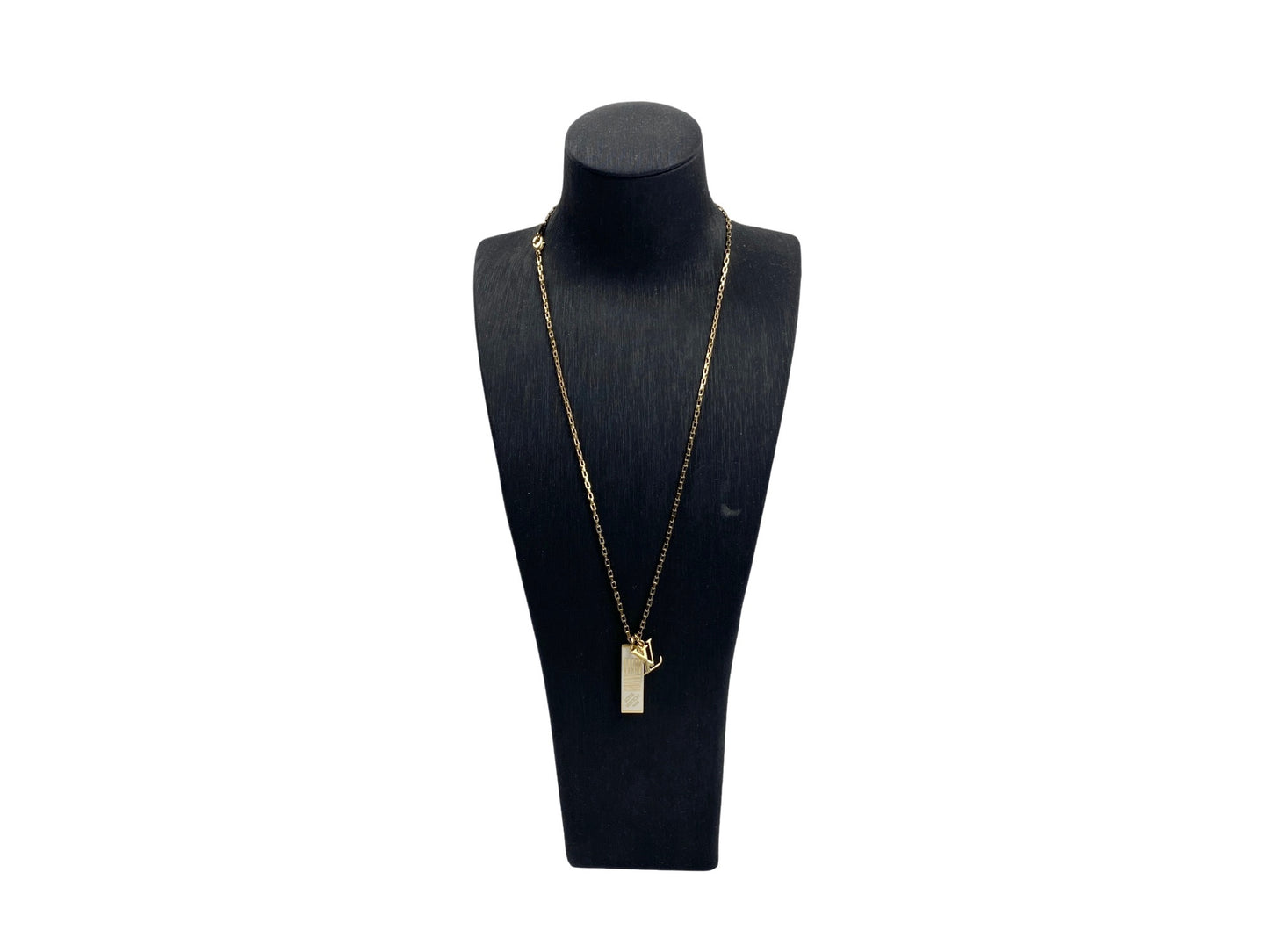 Louis Vuitton Damier White Logo Pendant Necklace